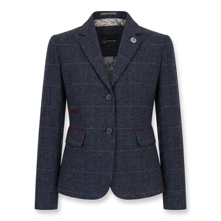 TPW-32 - Women's Navy Wool Blend Tweed Blazer Waistcoat