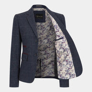 TPW-32 - Women's Navy Wool Blend Tweed Blazer Waistcoat
