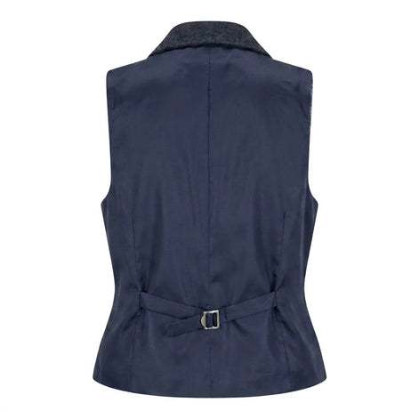 TPW-32 - Women's Navy Wool Blend Tweed Blazer Waistcoat