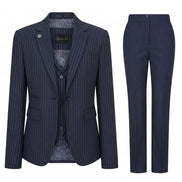 TPW-37 - Women's 3 Piece Navy Blue Pinstripe Suit