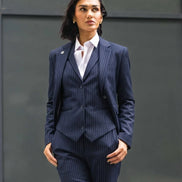 TPW-37 - Women's 3 Piece Navy Blue Pinstripe Suit