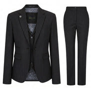 TPW-38 - Women's 3 Piece Black Pinstripe Suit