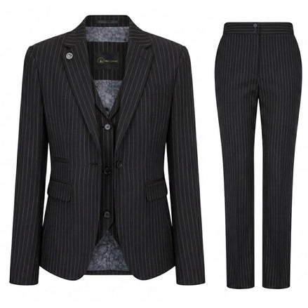 TPW-38 - Women's 3 Piece Black Pinstripe Suit