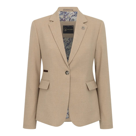 TPW-54 - Women's Cream 3 Piece Prince of Wales Check Suit