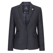 Women Black Blazer Waistcoat Tweed Herringbone Wool Classic 1920s