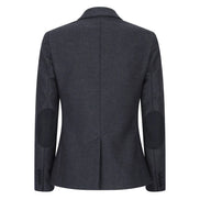 Women Black Blazer Waistcoat Tweed Herringbone Wool Classic 1920s