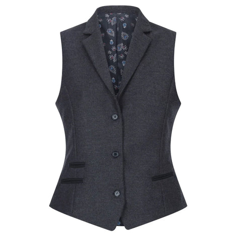 Women Black Blazer Waistcoat Tweed Herringbone Wool Classic 1920s