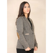 Women's Herringbone Tweed Waistcoat Blazer Oak Brown Classic Jacket