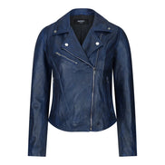 Women's Leather Biker Jacket Cross Zip Tan Brown Black Red Yellow