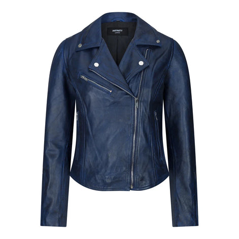 Women's Leather Biker Jacket Cross Zip Tan Brown Black Red Yellow