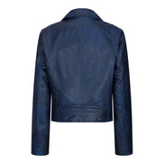 Women's Leather Biker Jacket Cross Zip Tan Brown Black Red Yellow