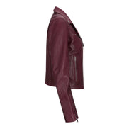 Women's Leather Biker Jacket Cross Zip Tan Brown Black Red Yellow