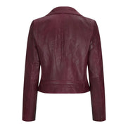 Women's Leather Biker Jacket Cross Zip Tan Brown Black Red Yellow