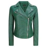 Women's Leather Biker Jacket Cross Zip Tan Brown Black Red Yellow