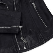 Women's Leather Biker Jacket Cross Zip Tan Brown Black Red Yellow