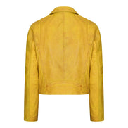 Women's Leather Biker Jacket Cross Zip Tan Brown Black Red Yellow