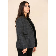 Women's Tweed Check Waistcoat Blazer Grey Suit