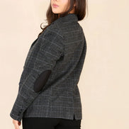 Women's Tweed Check Waistcoat Blazer Grey Suit