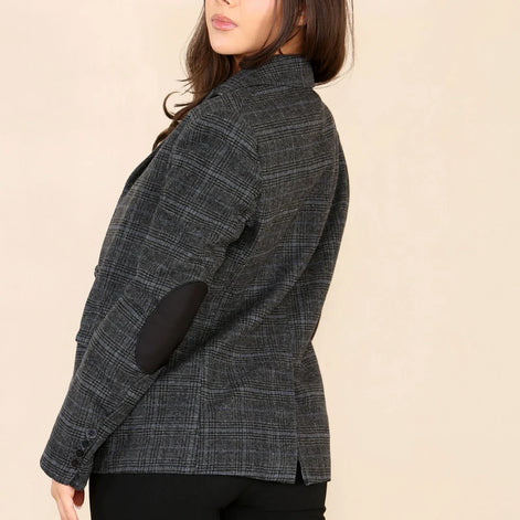 Women's Tweed Check Waistcoat Blazer Grey Suit
