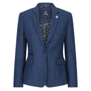 Wsn02 - Women's Tweed Navy Blue Blazer Waistcoat & Trousers 1920s Suit
