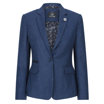 Wsn02 - Women's Tweed Navy Blue Blazer Waistcoat & Trousers 1920s Suit