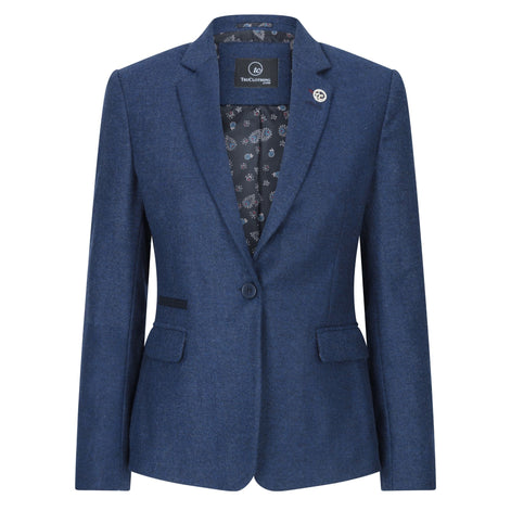 Wsn02 - Women's Tweed Navy Blue Blazer Waistcoat & Trousers 1920s Suit