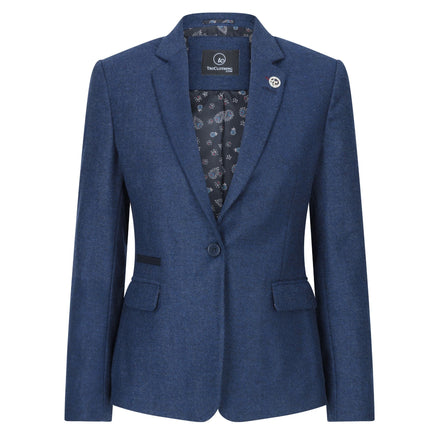 Wsn02 - Women's Tweed Navy Blue Blazer Waistcoat & Trousers 1920s Suit