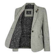 wsn03 - Women's Tweed Grey Blazer Jacket Waistcoat Elow Patch Peaky 1920s