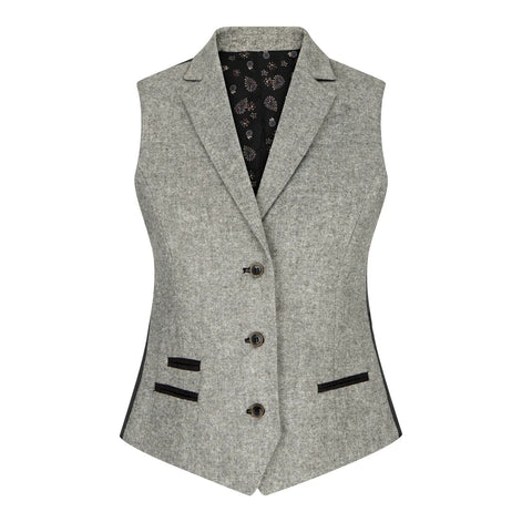 wsn03 - Women's Tweed Grey Blazer Jacket Waistcoat Elow Patch Peaky 1920s