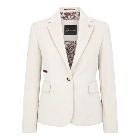 WSN15 - Women's Cream Wool Blend Tweed Blazer Waistcoat
