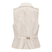 WSN15 - Women's Cream Wool Blend Tweed Blazer Waistcoat
