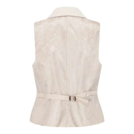 WSN15 - Women's Cream Wool Blend Tweed Blazer Waistcoat