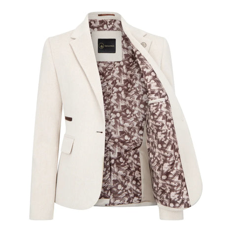 WSN15 - Women's Cream Wool Blend Tweed Blazer Waistcoat