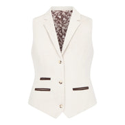 WSN15 - Women's Cream Wool Blend Tweed Blazer Waistcoat