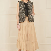 Yumi Brown Leopard Print Waistcoat with Bow Ties