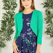 Yumi Green Knitted Curve Bolero