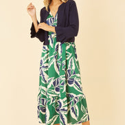 Yumi Navy Cropped Cardigan with Bell Sleeves