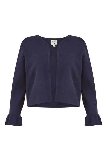 Yumi Navy Cropped Cardigan with Bell Sleeves