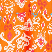 Yumi Orange Ikat Print 3/4 Sleeve Tunic Dress