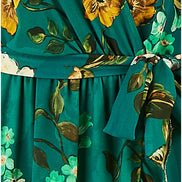 Yumi Teal Watercolour Dip Hem Midi Wrap Dress