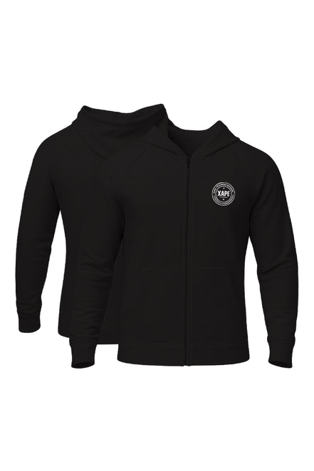 XAPE Classic Badge Logo Oversized Zip Hoodie - Black