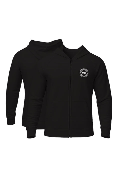 XAPE Classic Badge Logo Oversized Zip Hoodie - Black