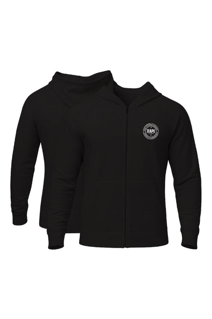 XAPE Classic Badge Logo Oversized Zip Hoodie - Black