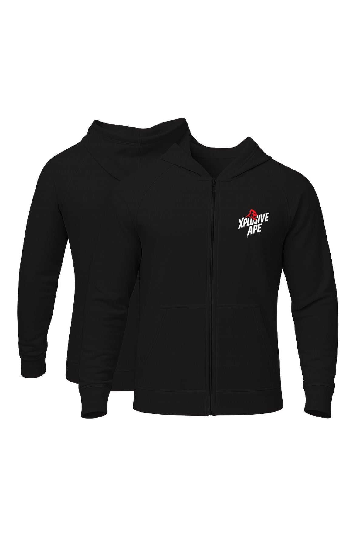 XAPE Classic Stencil Logo Oversized Zip Hoodie - Black