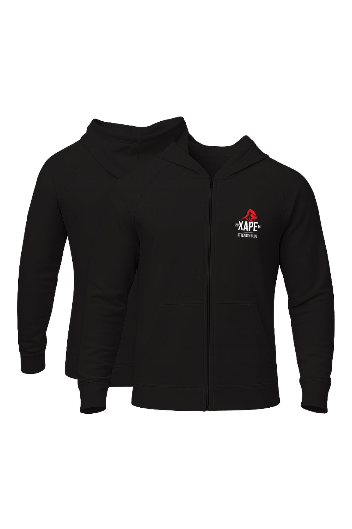 XAPE Classic Strength Logo Oversized Zip Hoodie - Black